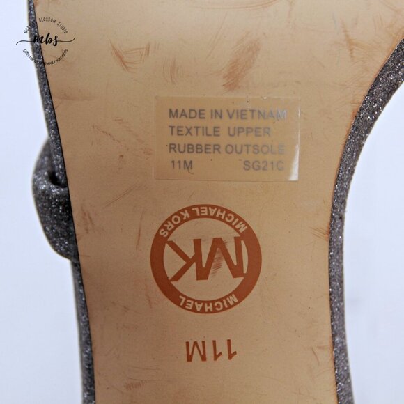 MICHAEL Michael Kors Sandals Hazel Ankle Strap Pixie Shimmer Silver Women 11 - Picture 13 of 13